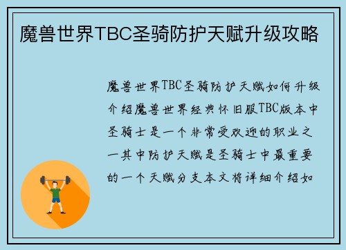 魔兽世界TBC圣骑防护天赋升级攻略